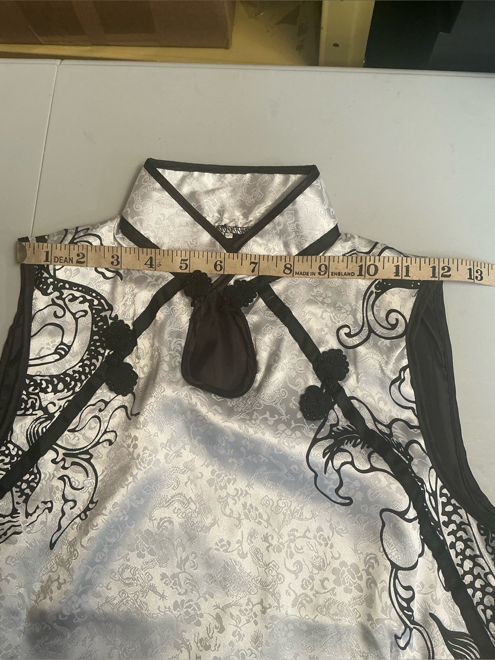 2191 - Silver Dragon Brocade Cheongsam Qipao Dress | Mandarin Collar Sleeveless - Picture 6 of 11